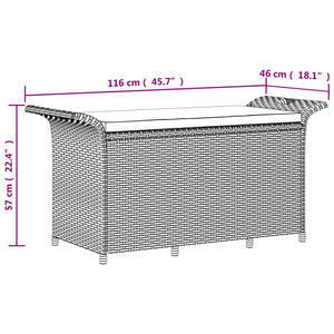 vidaXL Outdoor Storage Bench Patio Rattan Storage Box with Cushion Poly Rattan-40