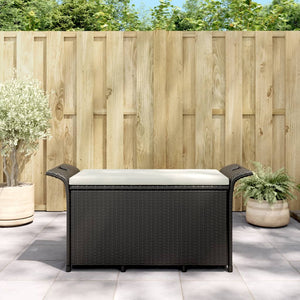 vidaXL Outdoor Storage Bench Patio Rattan Storage Box with Cushion Poly Rattan-11