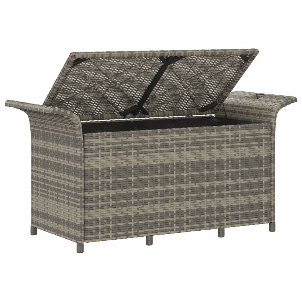 vidaXL Outdoor Storage Bench Patio Rattan Storage Box with Cushion Poly Rattan-38