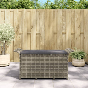 vidaXL Outdoor Storage Bench Patio Rattan Storage Box with Cushion Poly Rattan-26