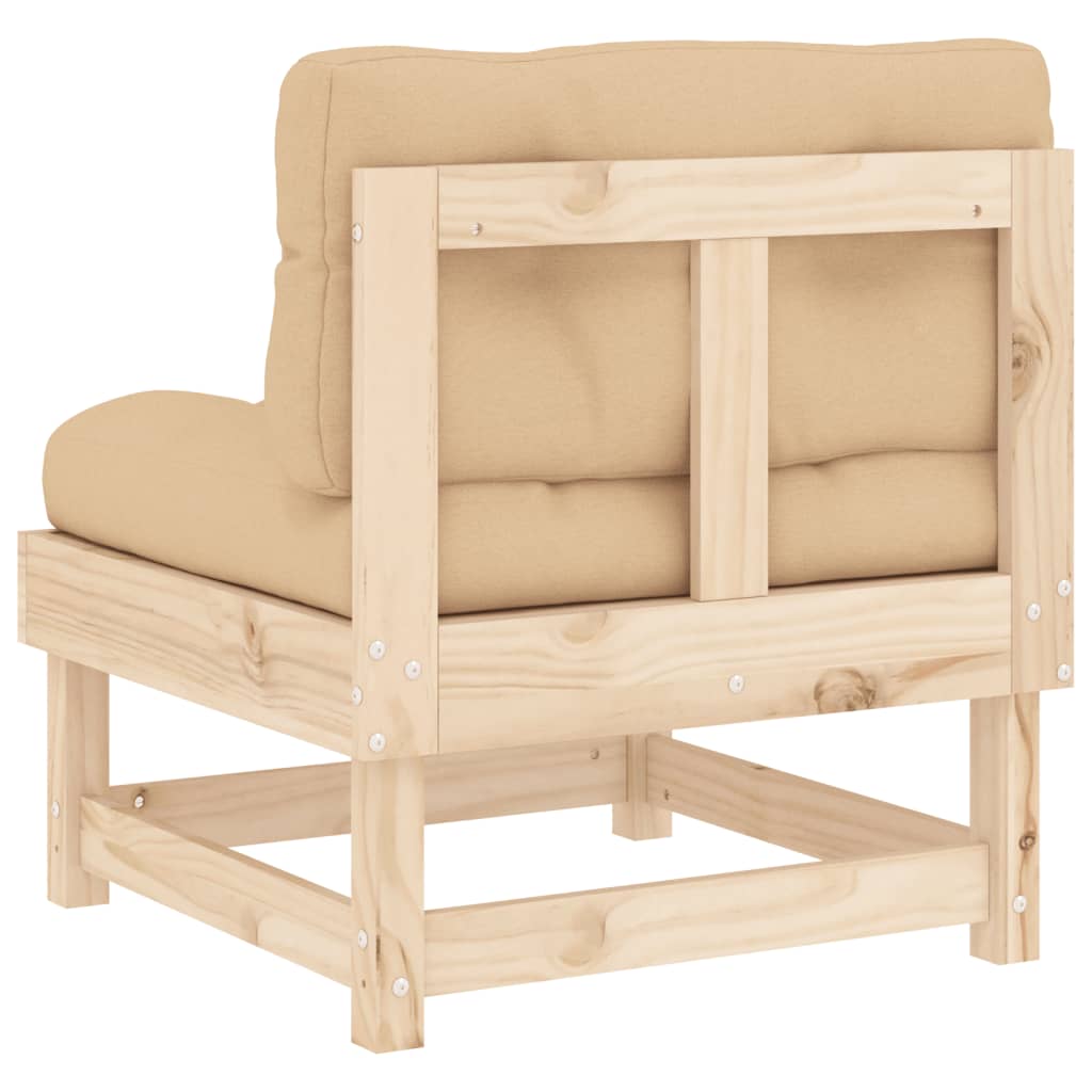 vidaXL Middle Sofa with Cushions Solid Wood Pine-3