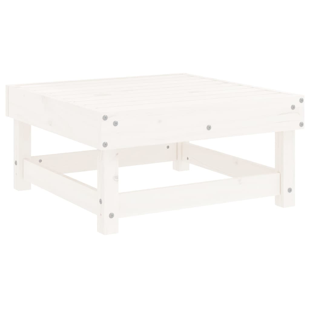 vidaXL Patio Footstool with Cushion White Solid Wood Pine-1