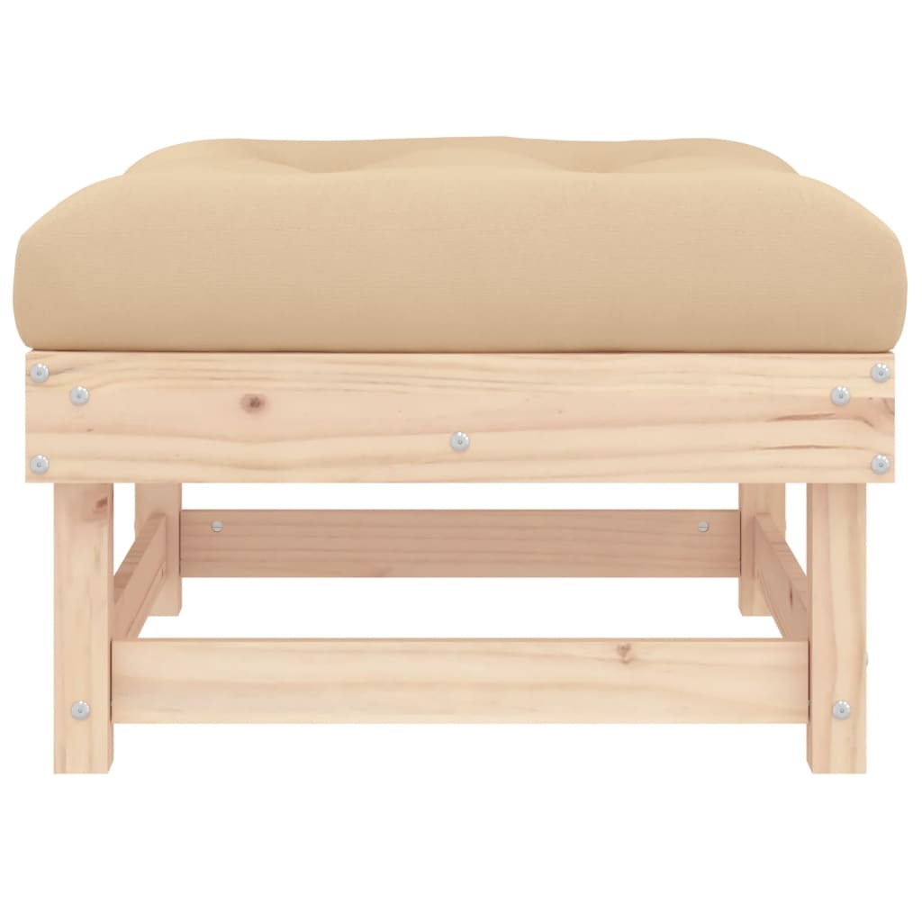 vidaXL Patio Footstools with Cushions 2pcs Solid Wood Pine-2