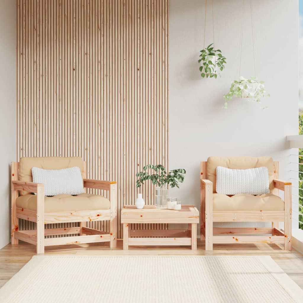 vidaXL Patio Chairs with Cushions 2 pcs Solid Wood Pine-0