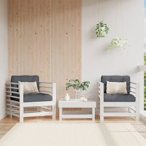 vidaXL Patio Chairs with Cushions 2 pcs White Solid Wood Pine-0