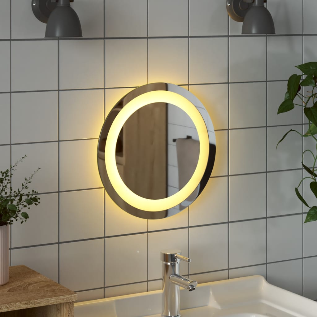 vidaXL LED Bathroom Mirror Wall Mounted Vanity Mirror for Home Bathroom Round-13