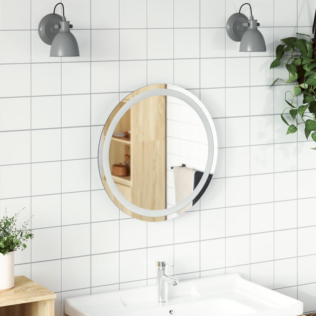 vidaXL LED Bathroom Mirror Wall Mounted Vanity Mirror for Home Bathroom Round-8