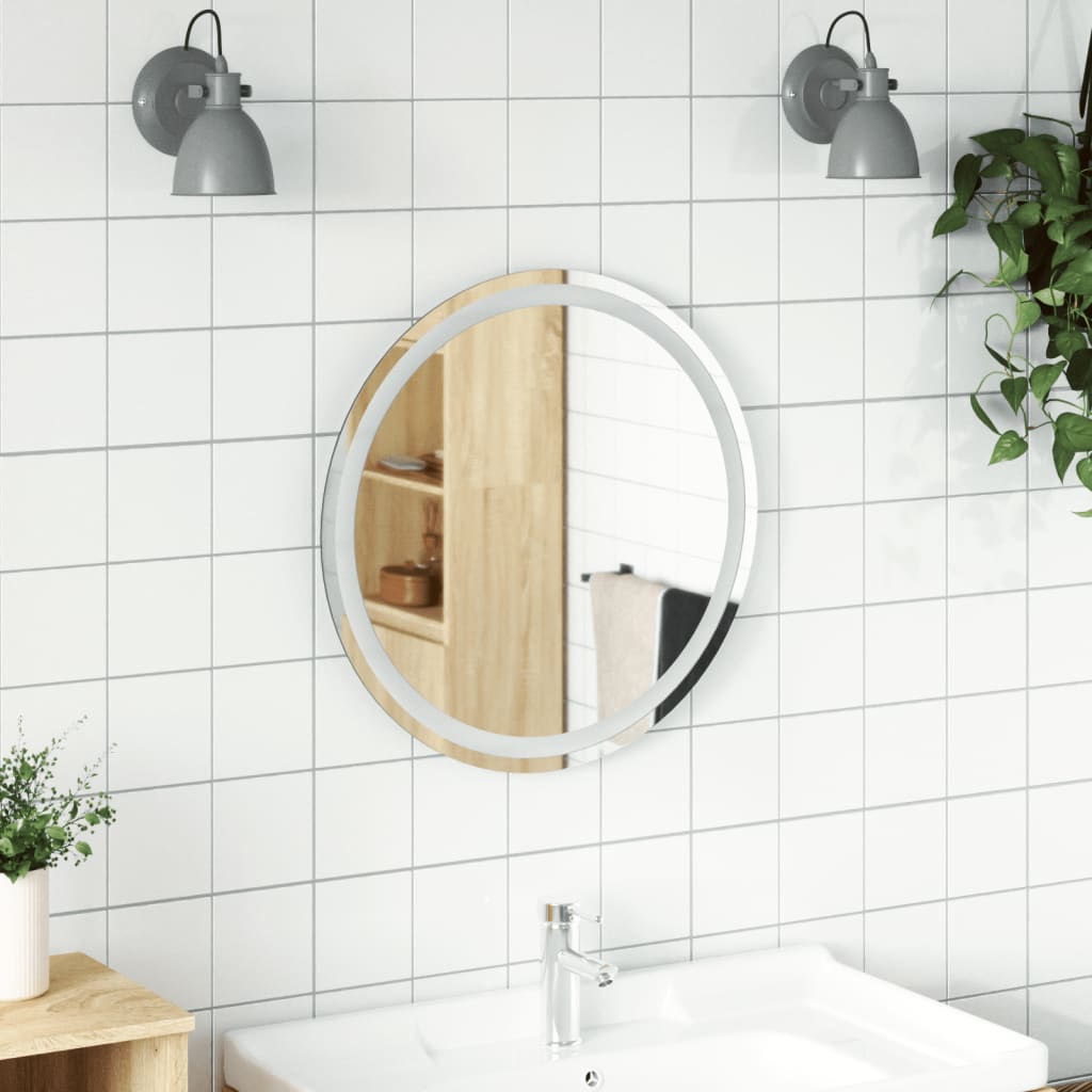 vidaXL LED Bathroom Mirror Wall Mounted Vanity Mirror for Home Bathroom Round-9