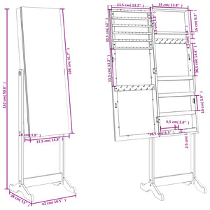 vidaXL Jewelry Armoire Freestanding Lockable Storage Cabinet Organizer Unit-29