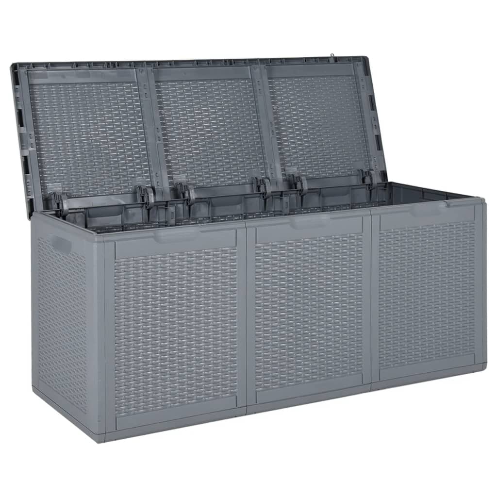 vidaXL Patio Storage Box Gray PP Rattan 71.3 gal-2