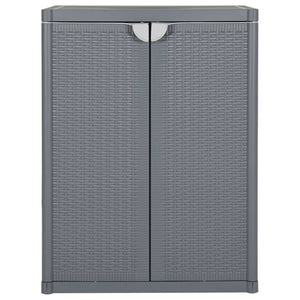 vidaXL Garden Storage Cabinet Gray 25.6"x17.7"x34.6" PP Rattan-0