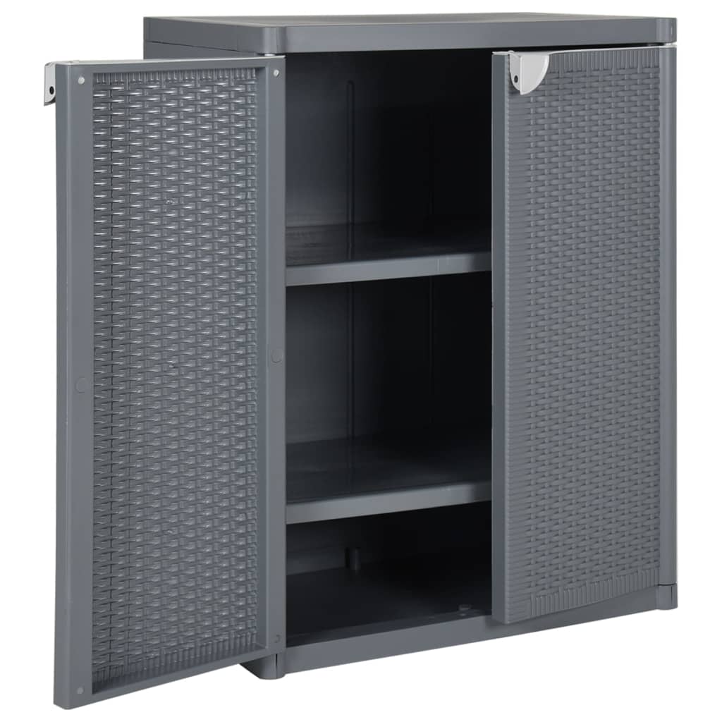 vidaXL Garden Storage Cabinet Gray 25.6"x17.7"x34.6" PP Rattan-2