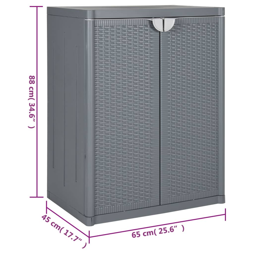 vidaXL Garden Storage Cabinet Gray 25.6"x17.7"x34.6" PP Rattan-6