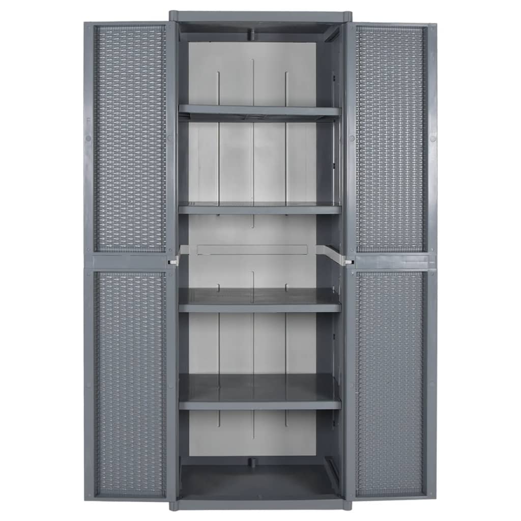 vidaXL Garden Storage Cabinet Gray 25.6"x17.7"x67.7" PP Rattan-2