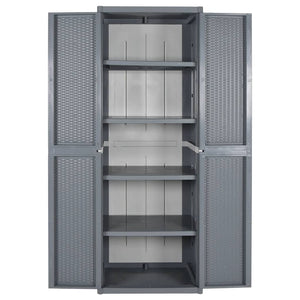 vidaXL Garden Storage Cabinet Gray 25.6"x17.7"x67.7" PP Rattan-2