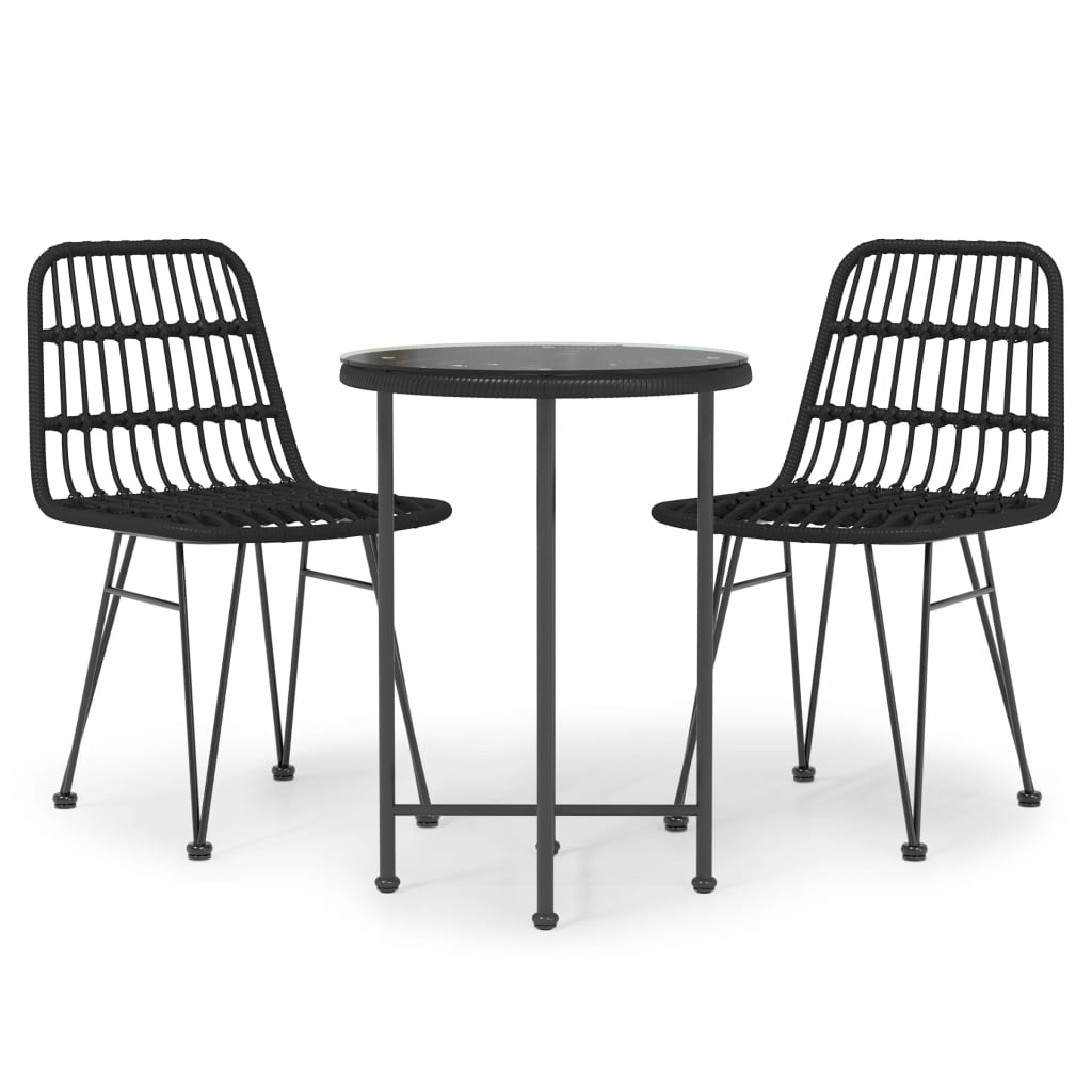 vidaXL Bistro Set Outdoor Patio Balcony Table and Chairs Rattan Look 3 Piece-2