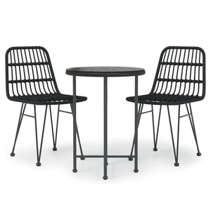 vidaXL Bistro Set Outdoor Patio Balcony Table and Chairs Rattan Look 3 Piece-2