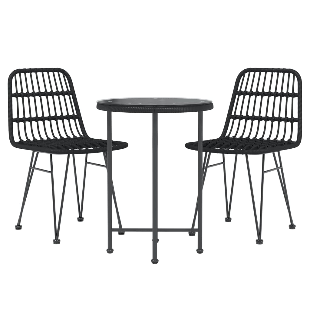 vidaXL Bistro Set Outdoor Patio Balcony Table and Chairs Rattan Look 3 Piece-10