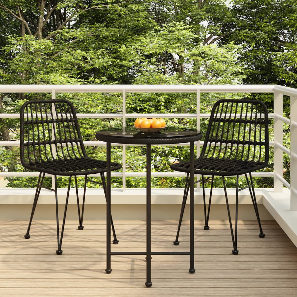 vidaXL Bistro Set Outdoor Patio Balcony Table and Chairs Rattan Look 3 Piece-4