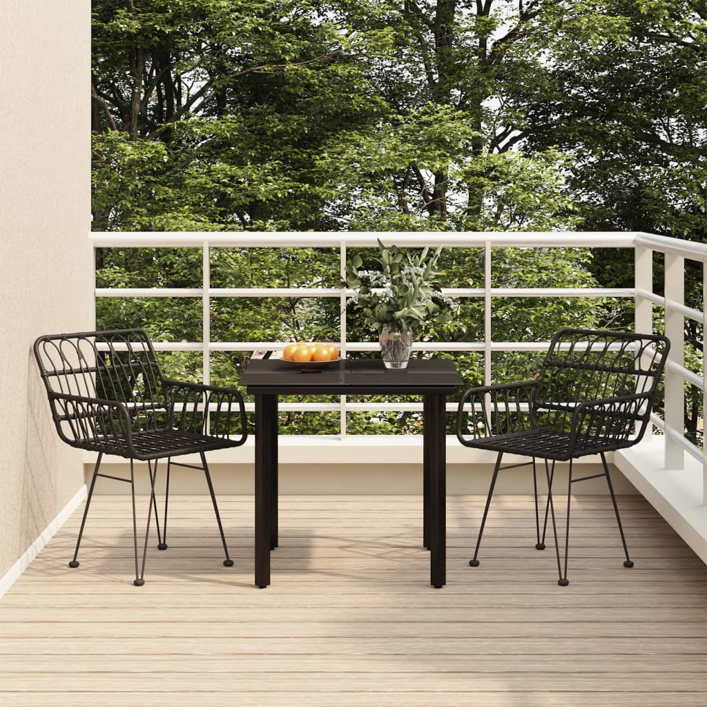 vidaXL 9 Piece Patio Dining Set Black Poly Rattan-37