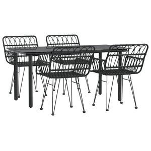 vidaXL 9 Piece Patio Dining Set Black Poly Rattan-65