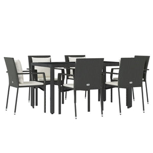 vidaXL Patio Dining Set Outdoor Conversation Set with Cushions Poly Rattan-12