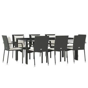 vidaXL Patio Dining Set Outdoor Conversation Set with Cushions Poly Rattan-0