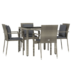 vidaXL Patio Dining Set Outdoor Conversation Set with Cushions Poly Rattan-41