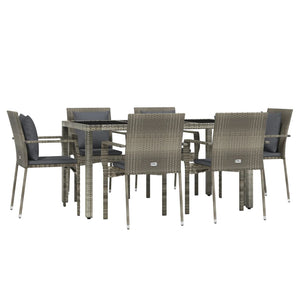 vidaXL Patio Dining Set Outdoor Conversation Set with Cushions Poly Rattan-53