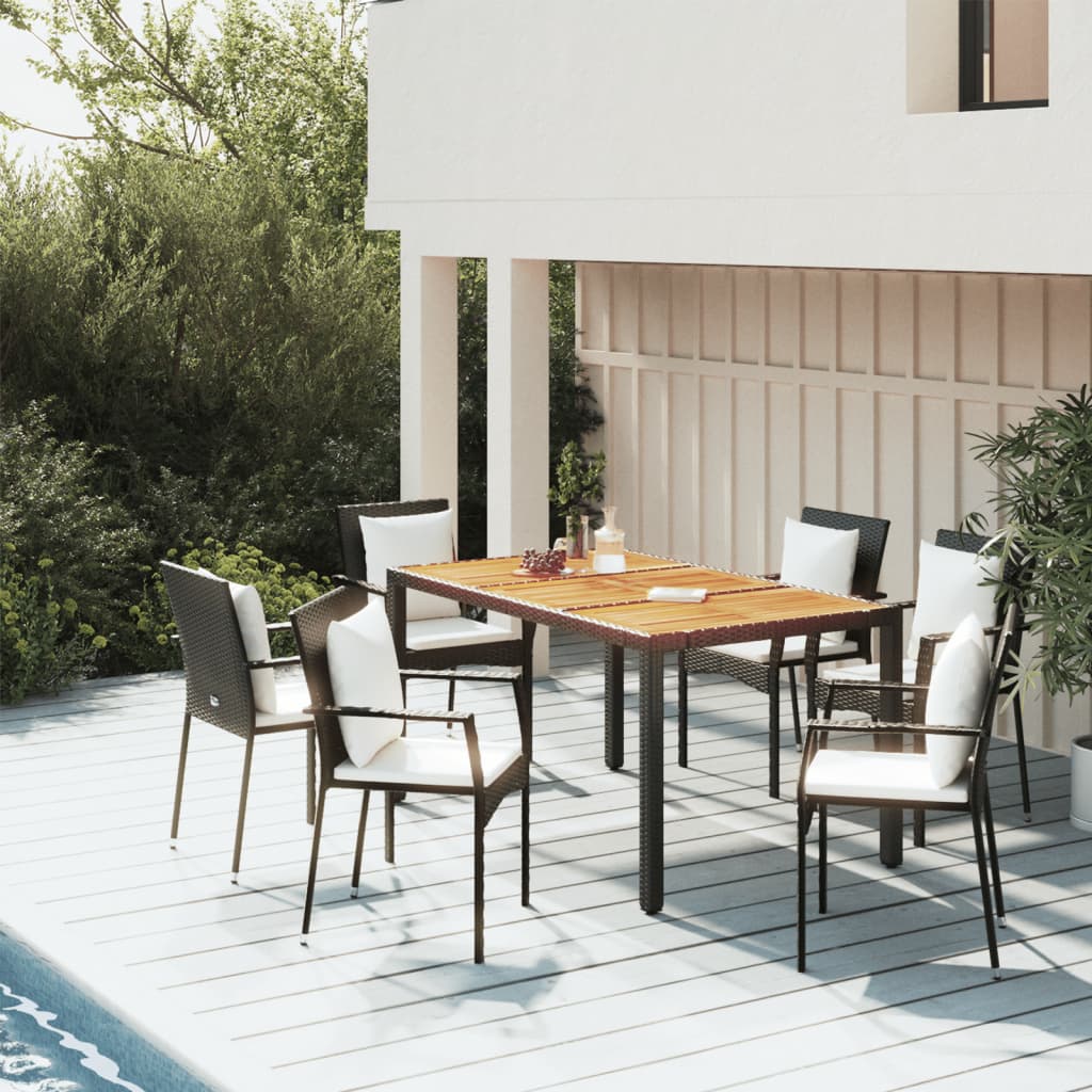 vidaXL Patio Dining Set Outdoor Conversation Set with Cushions Poly Rattan-12