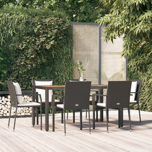 vidaXL Patio Dining Set Outdoor Conversation Set with Cushions Poly Rattan-91