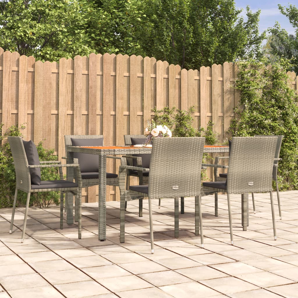 vidaXL Patio Dining Set Outdoor Conversation Set with Cushions Poly Rattan-32