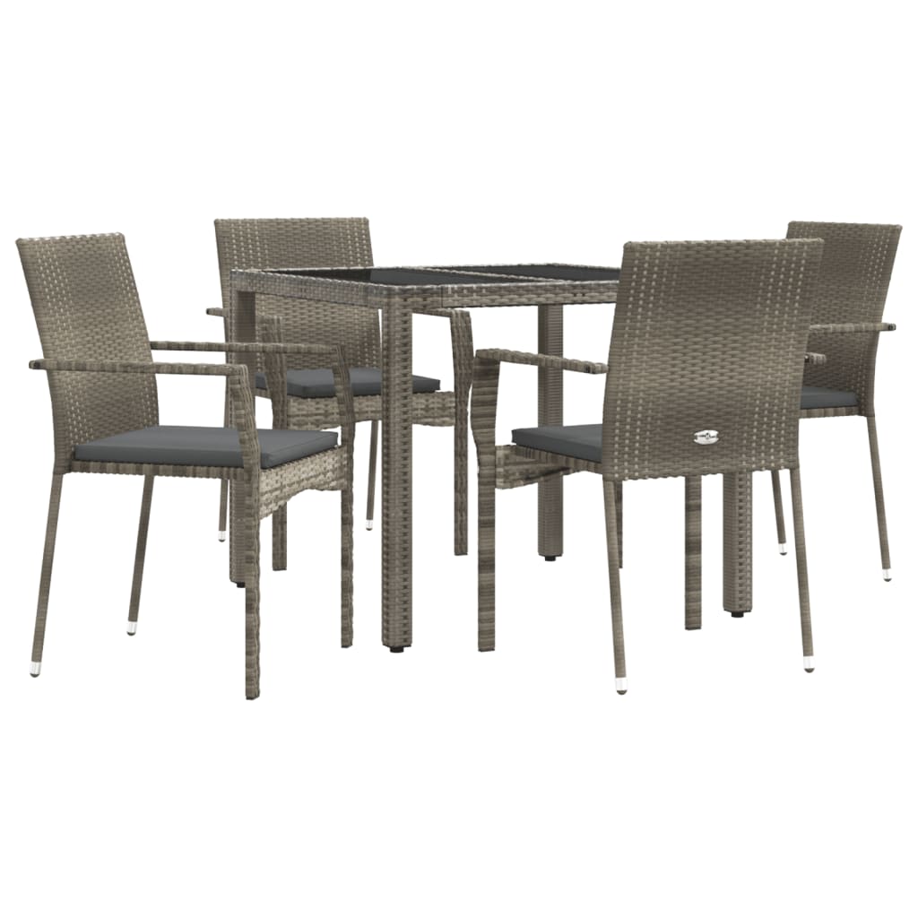 vidaXL Patio Dining Set Outdoor Conversation Set with Cushions Poly Rattan-48