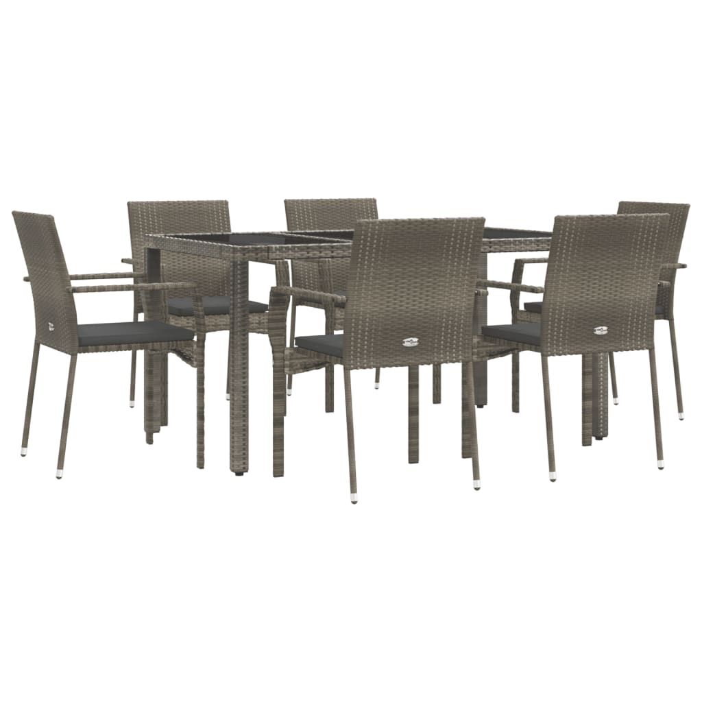 vidaXL Patio Dining Set Outdoor Conversation Set with Cushions Poly Rattan-16