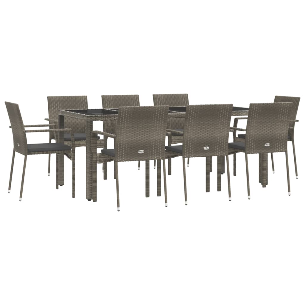 vidaXL Patio Dining Set Outdoor Conversation Set with Cushions Poly Rattan-32