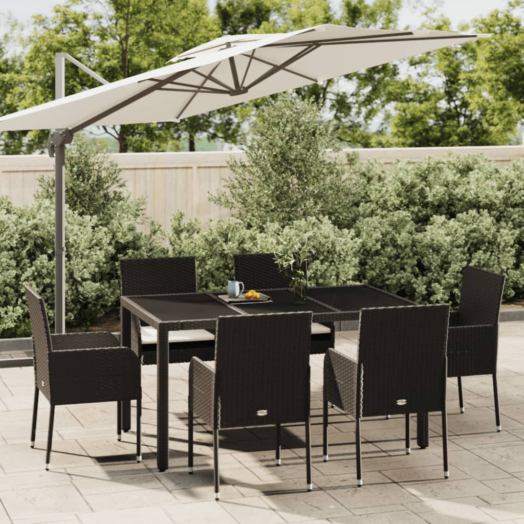 vidaXL Patio Dining Set Outdoor Conversation Set with Cushions Poly Rattan-7