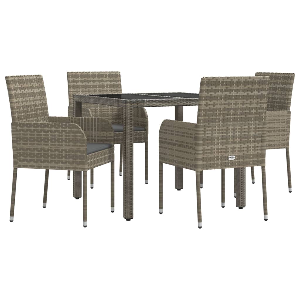 vidaXL Patio Dining Set Outdoor Conversation Set with Cushions Poly Rattan-48