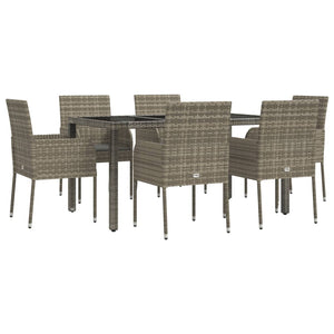 vidaXL Patio Dining Set Outdoor Conversation Set with Cushions Poly Rattan-14