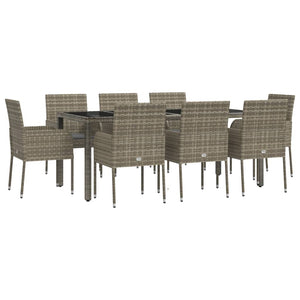 vidaXL Patio Dining Set Outdoor Conversation Set with Cushions Poly Rattan-12