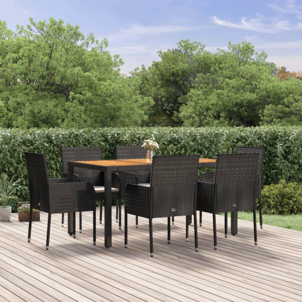 vidaXL Patio Dining Set Outdoor Conversation Set with Cushions Poly Rattan-25