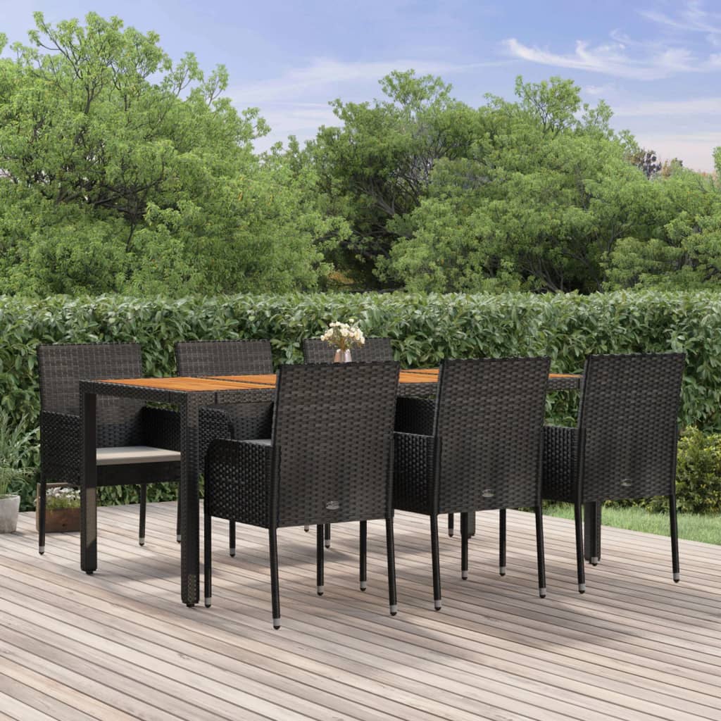 vidaXL Patio Dining Set Outdoor Conversation Set with Cushions Poly Rattan-73