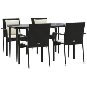 vidaXL Patio Dining Set Outdoor Rattan Wicker Table and Chair Set for Porch-68