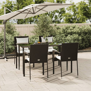 vidaXL Patio Dining Set Outdoor Rattan Wicker Table and Chair Set for Porch-14