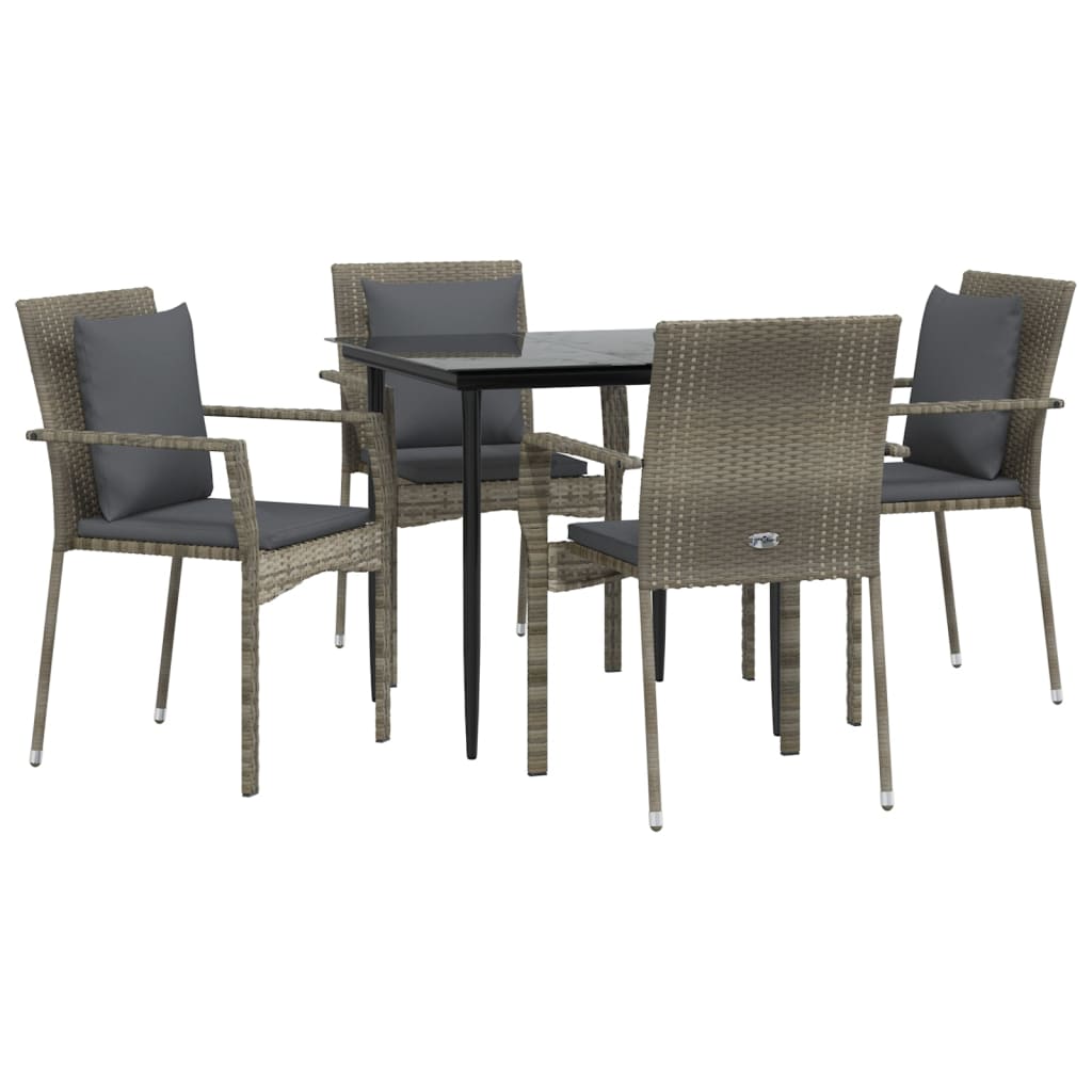 vidaXL Patio Dining Set Outdoor Rattan Wicker Table and Chair Set for Porch-13