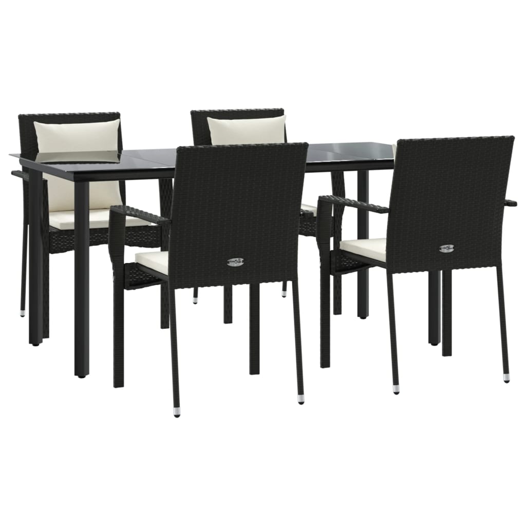 vidaXL Patio Dining Set Outdoor Rattan Wicker Table and Chair Set for Porch-3