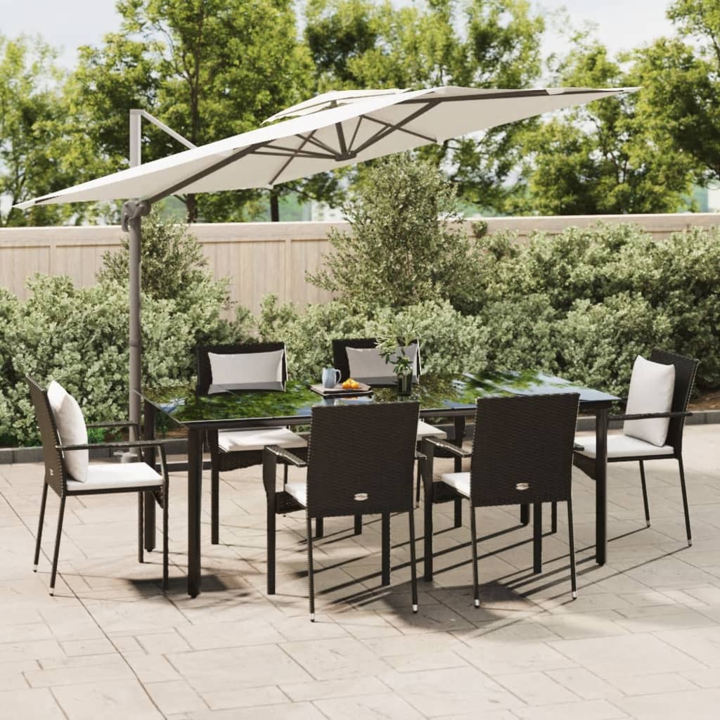 vidaXL Patio Dining Set Outdoor Rattan Wicker Table and Chair Set for Porch-89