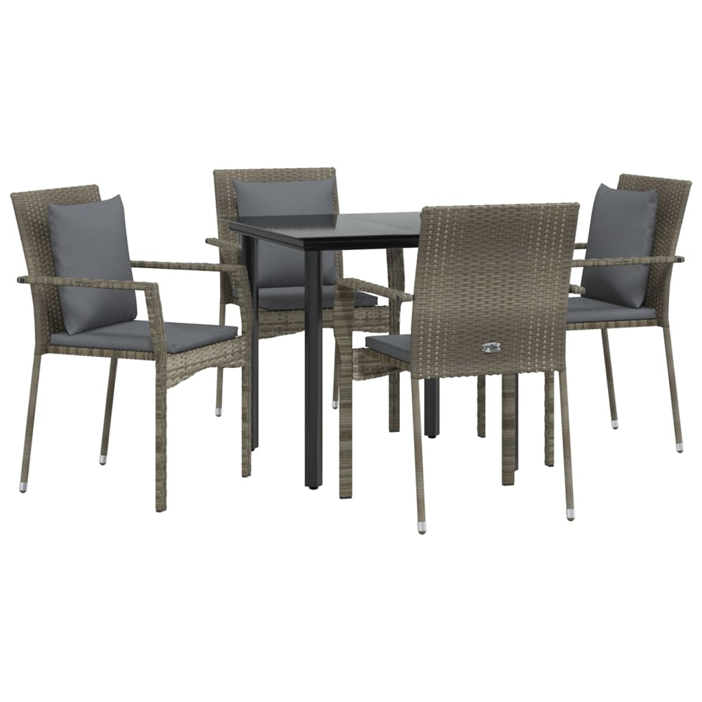 vidaXL Patio Dining Set Outdoor Rattan Wicker Table and Chair Set for Porch-84