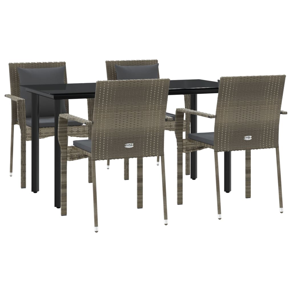 vidaXL Patio Dining Set Outdoor Rattan Wicker Table and Chair Set for Porch-38