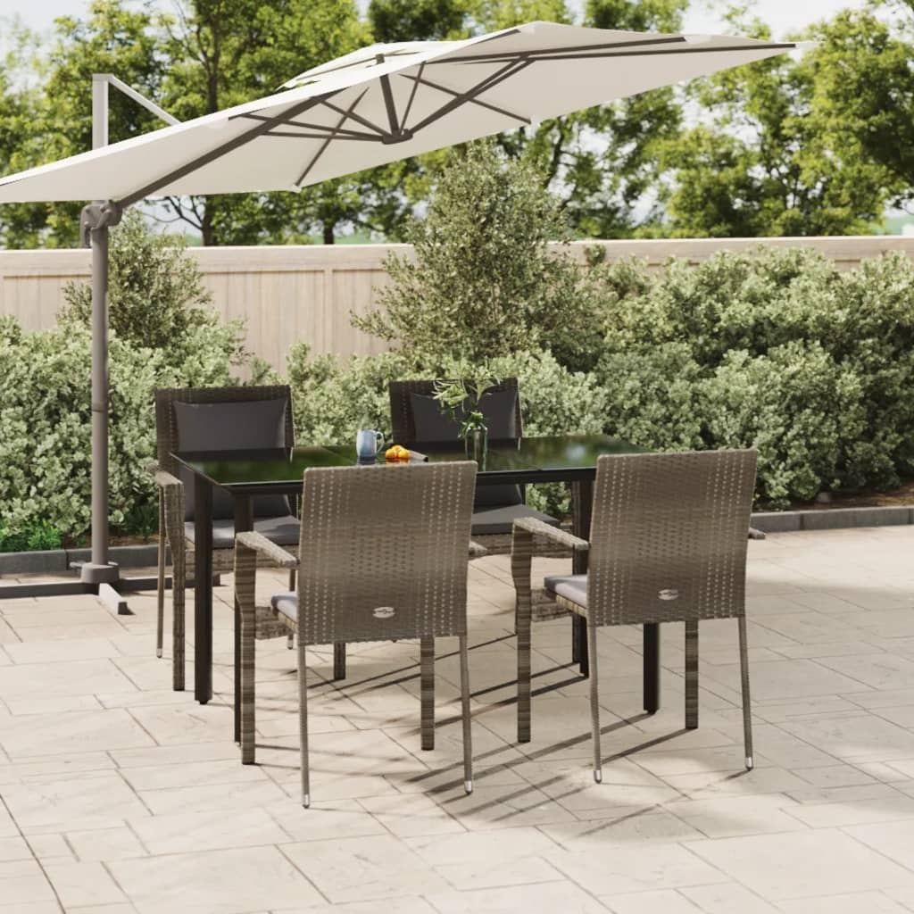 vidaXL Patio Dining Set Outdoor Rattan Wicker Table and Chair Set for Porch-28