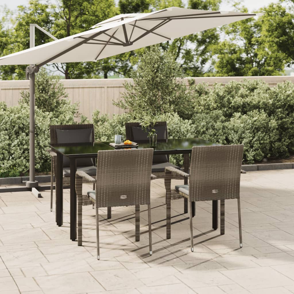 vidaXL Patio Dining Set Outdoor Rattan Wicker Table and Chair Set for Porch-30